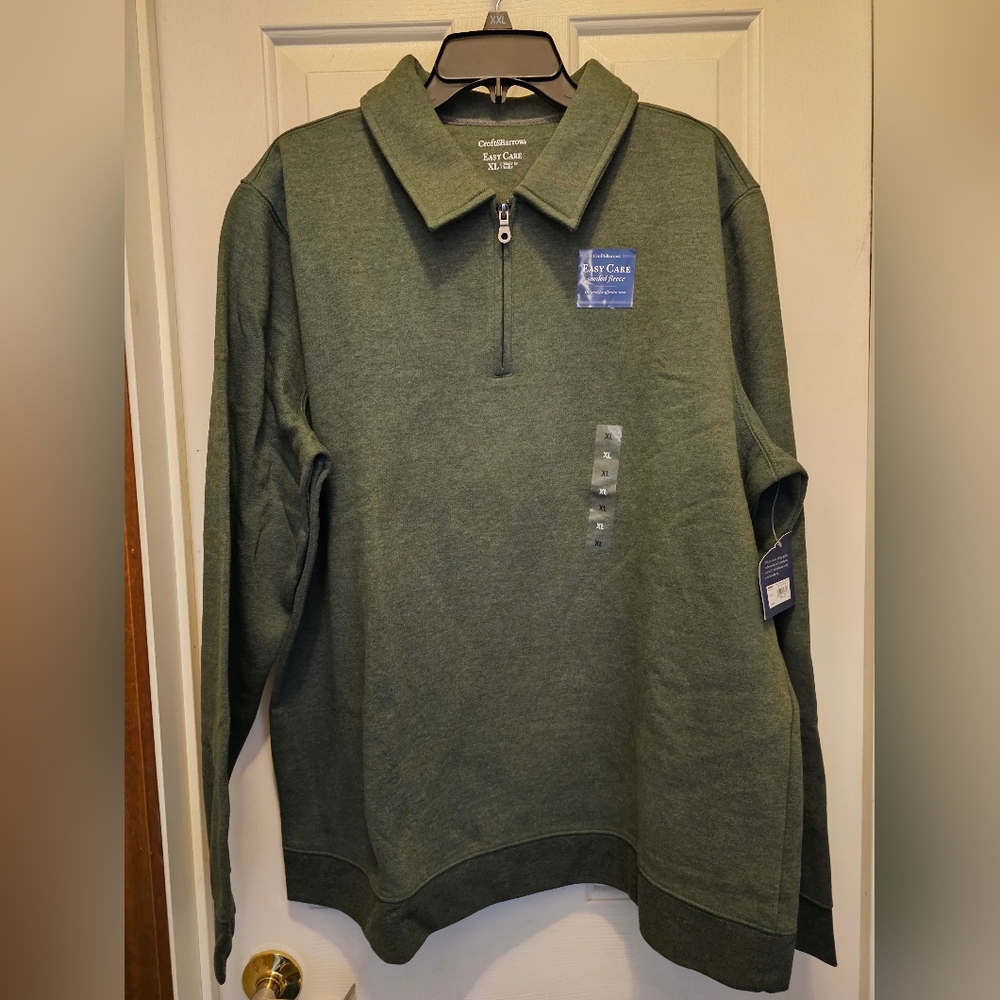 Croft & Barrow Men's Olive Quater Zip-Up Sweater - XL